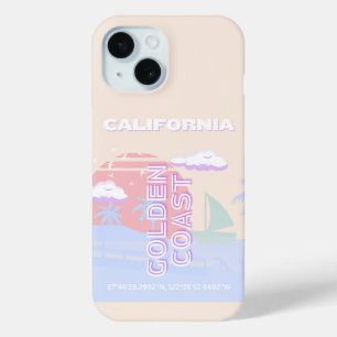 California, Beach, Travel Art, Preppy, Pastel iPhone 15 Case