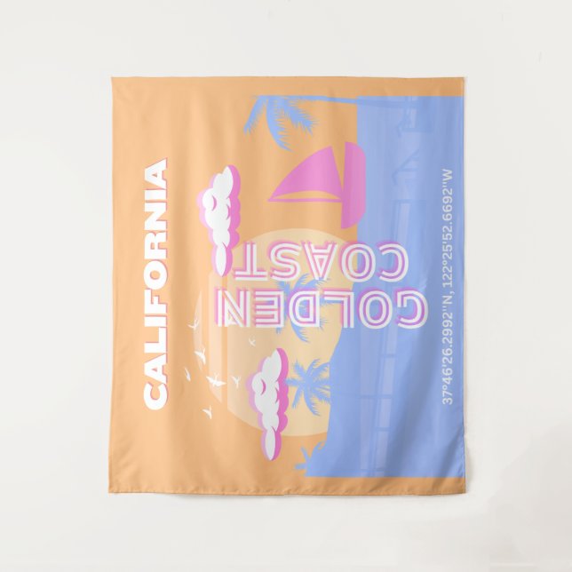 California, Beach, Travel Art Tapestry (Front)