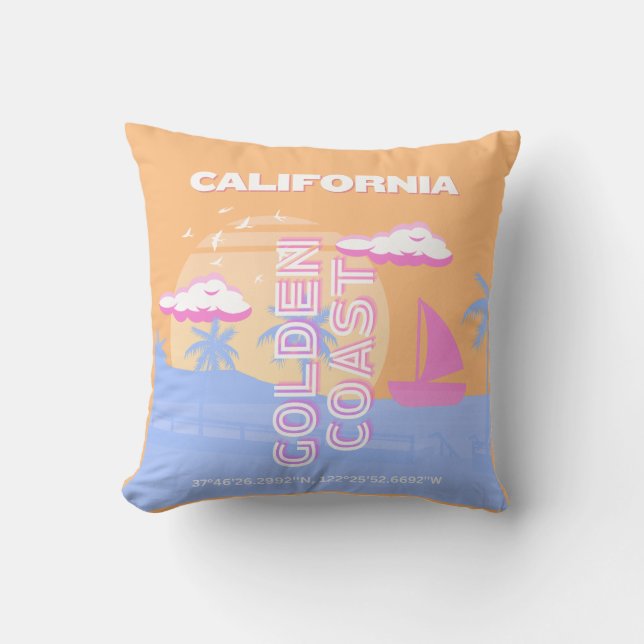 California, Beach, Travel Art Throw Pillow (Front)