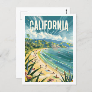 California Beach USA Famous Vintage Travel Place Postcard