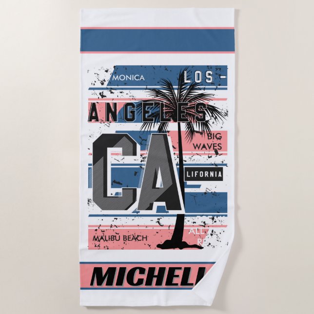 California Beach Vibes Design Beach Towel (Front)