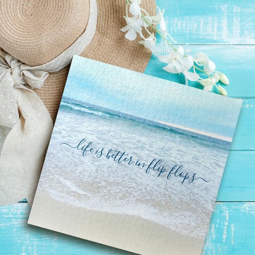 California Beach Waves Life Better In Flip Flops Jigsaw Puzzle