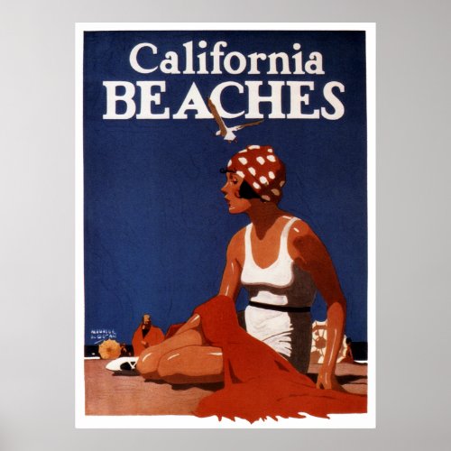 CALIFORNIA BEACHES 1923 POSTER