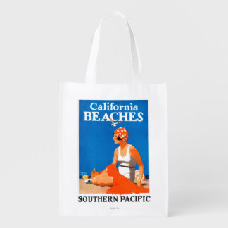 California Beaches Promotional Poster Grocery Bag