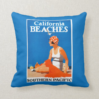 California Beaches Promotional Poster Throw Pillow