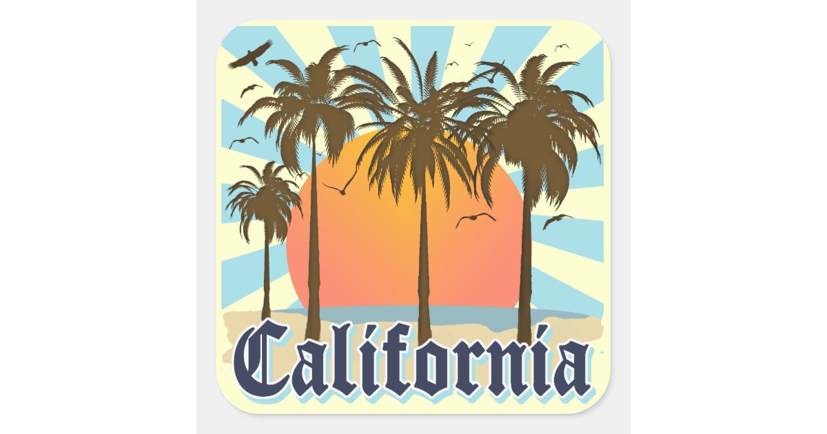 California Beaches Sunset Square Sticker | Zazzle