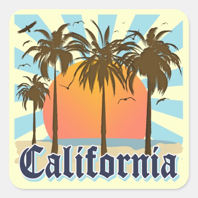 California Beaches Sunset Square Sticker (Front)