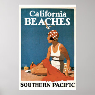 California Beaches Vintage Travel Poster