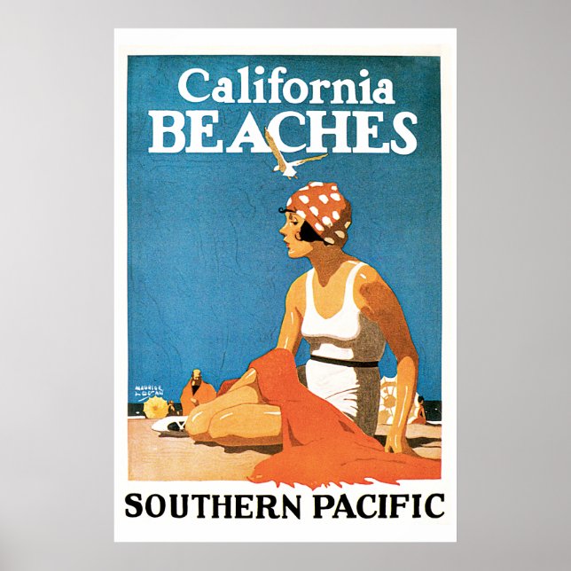 California Beaches Vintage Travel Poster (Front)