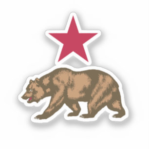 California Bear and Star Sticker