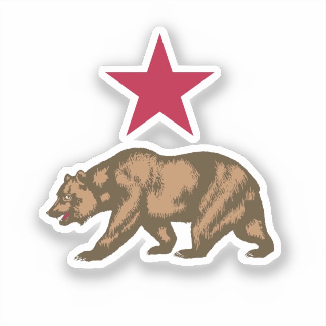 California Bear and Star Sticker (Front)