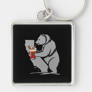 California Bear At Christmas Keychain