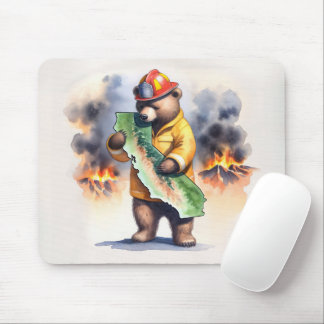 California Bear Firefighter Mouse Pad
