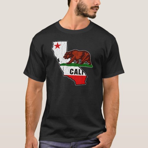 California Bear Flag Distressed T_Shirt