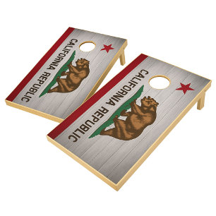 California Bear Flag – Rustic Icon (Drag & Drop) Cornhole Set