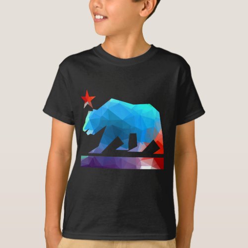 California Bear Fractal Colors T_Shirt