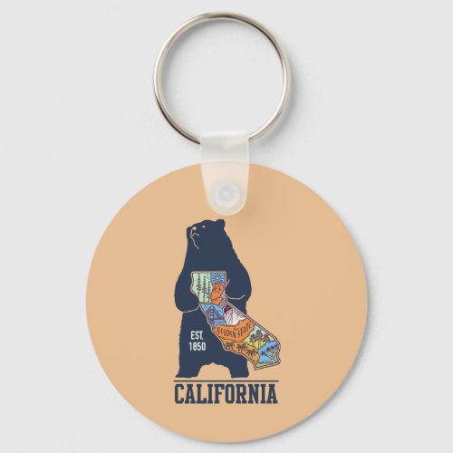 California Bear Golden State Keychain