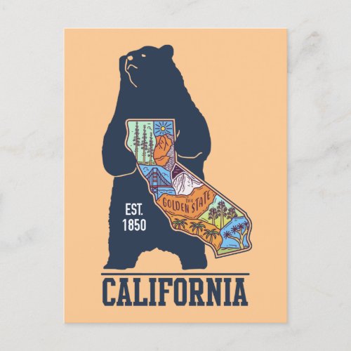  California Bear Golden State Postcard