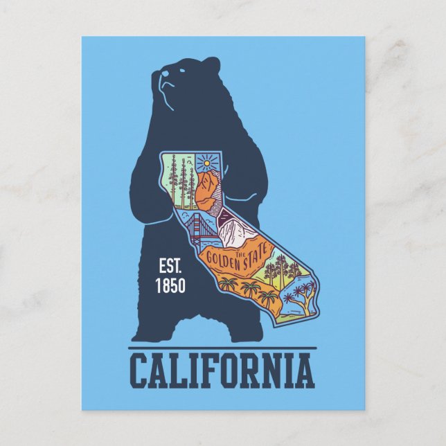  California Bear Golden State Postcard (Front)