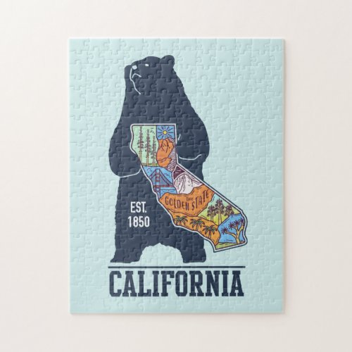  California Bear Golden State Postcard Jigsaw Puzz Jigsaw Puzzle