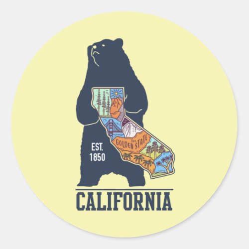  California Bear Golden State  Rectangular Sticker