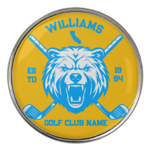  California Bear Golf Club Player Name Golf Ball Marker