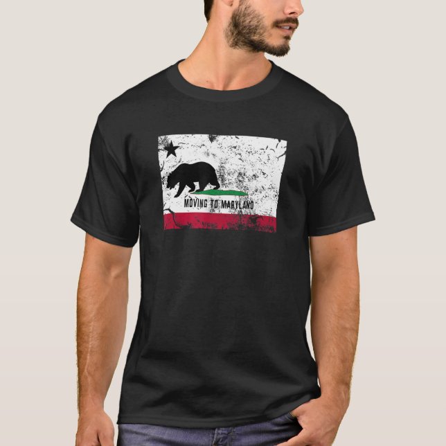 California Bear Is Moving To Maryland  Walking Awa T-Shirt (Front)