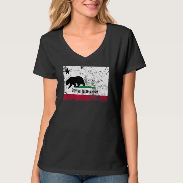 California Bear Is Moving To Oklahoma  Walking Awa T-Shirt (Front)