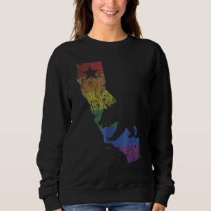 California Bear Lgbtq+ Gay Lesbian Pride Flag Men  Sweatshirt
