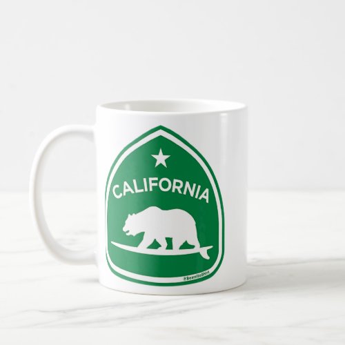 CALIFORNIA BEAR ON SURFBOARD  Coastal State Highwa Coffee Mug