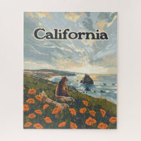 California Bear Poppies Flowers Coast Retro