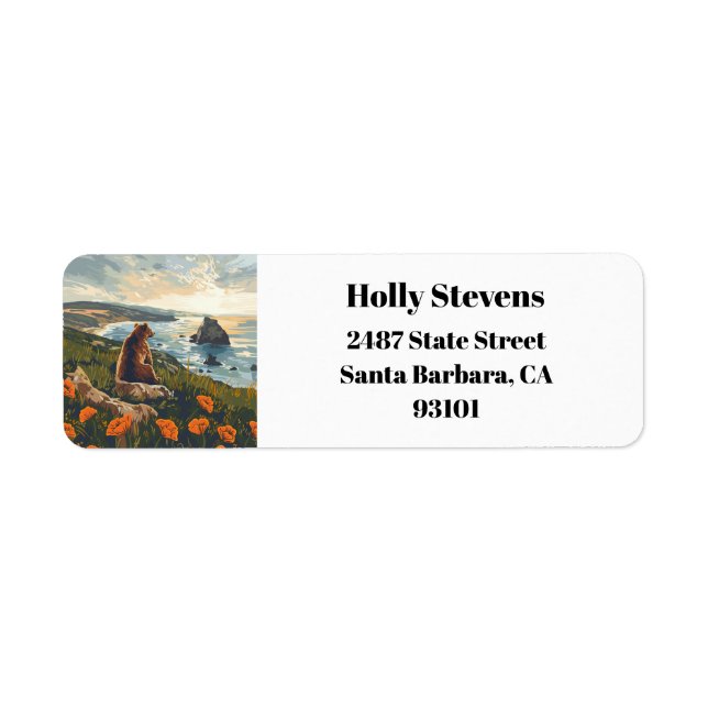 California Bear Poppies Flowers Return Address  Label (Front)