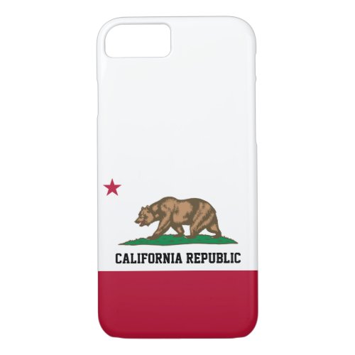 California Bear Republic Flag Grizzly and Star iPhone 87 Case