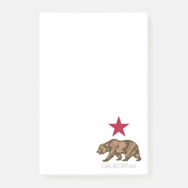 California Bear Republic Grizzly and Star Post-it Notes (Front)