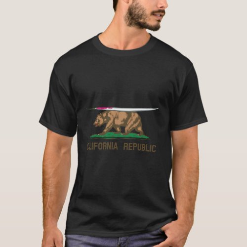 California Bear Republic State Flag Surfboard T_Shirt
