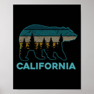 California Bear Vintage Retro Nature Hiking Souven Poster