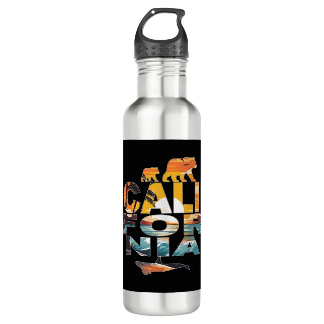 California Bears and Whale Stainless Steel Water Bottle (Front)