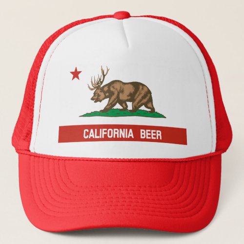 California Beer Bear Deer State Flag Trucker Hat