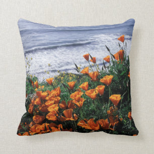 California, Big Sur Coast, California Poppy Throw Pillow
