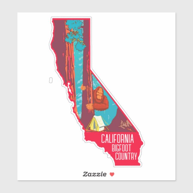 California Bigfoot Country Vintage Poster Truck Sticker (Sheet)