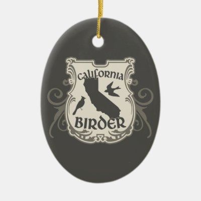 California Birder Shield Ceramic Ornament