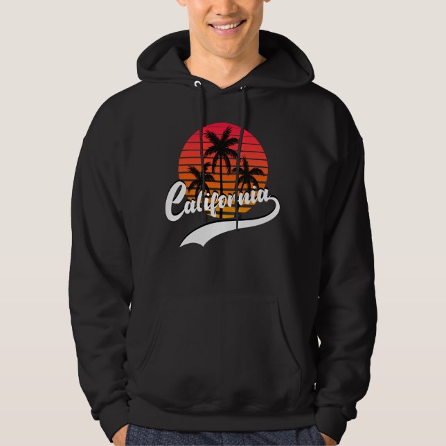 California Black Retro Sunset Hoodie (Front)