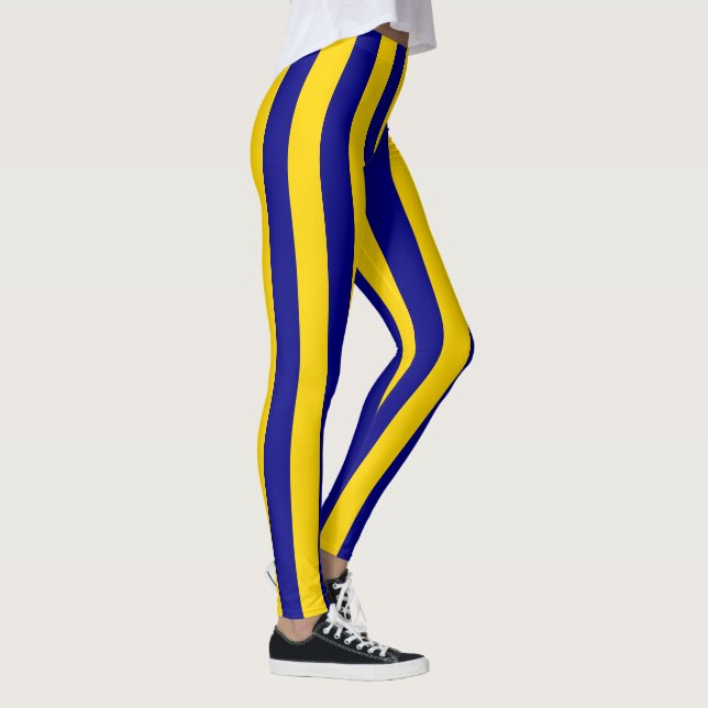 California Blue and Gold Vertical Stripes Leggings (Right)