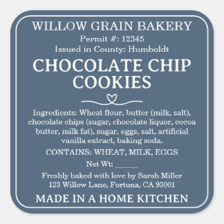 California Blue Chocolate Chip Cookie Label