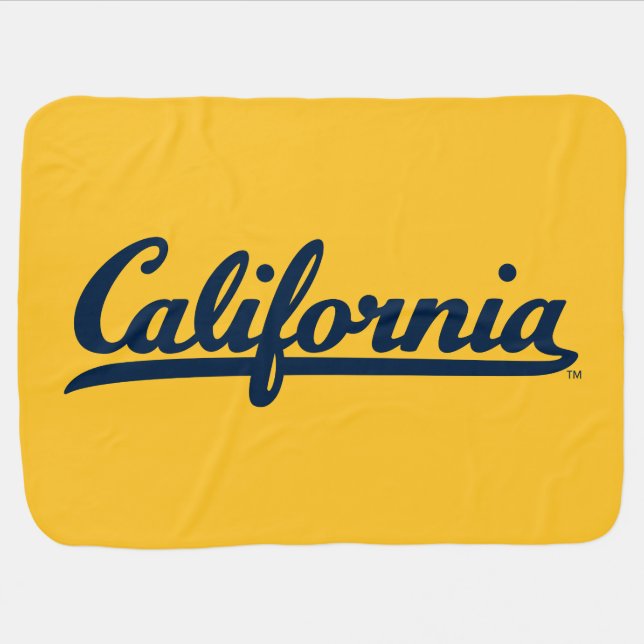 California Blue Script Baby Blanket (Horizontal)