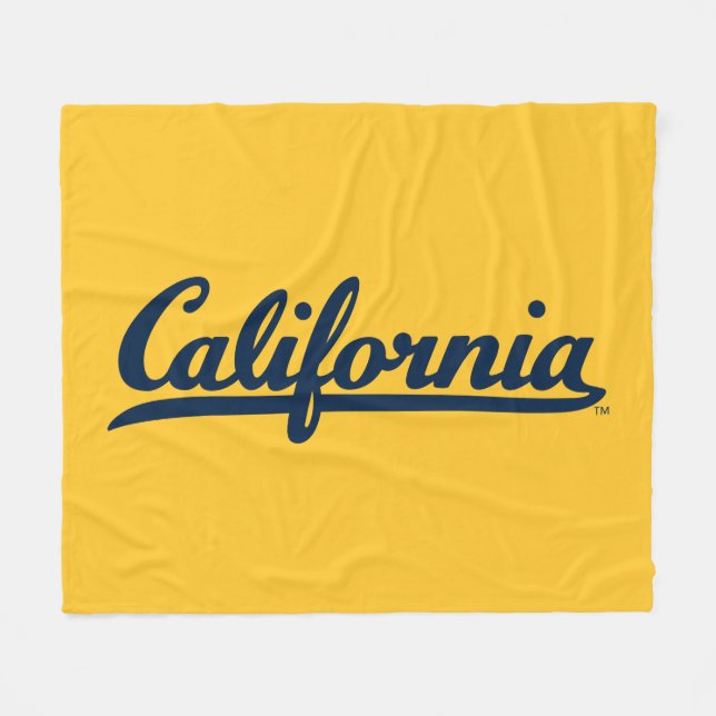 California Blue Script Fleece Blanket (Front (Horizontal))
