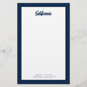 California Blue Script Stationery