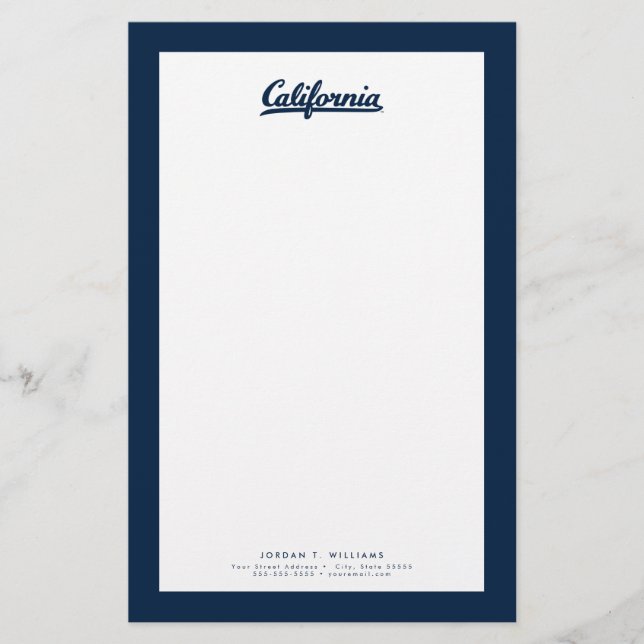 California Blue Script Stationery (Front)