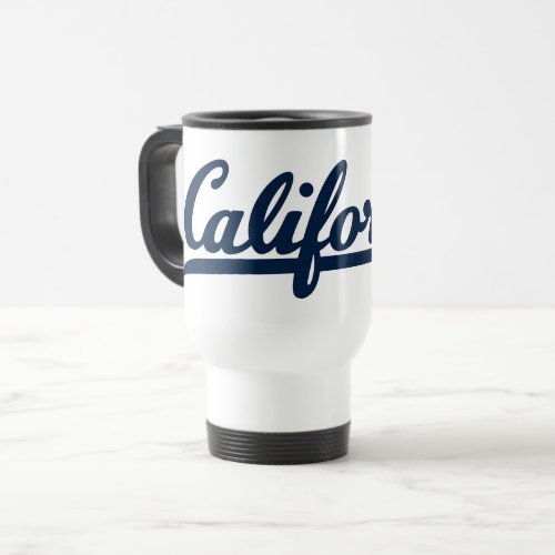 California Blue Script Travel Mug