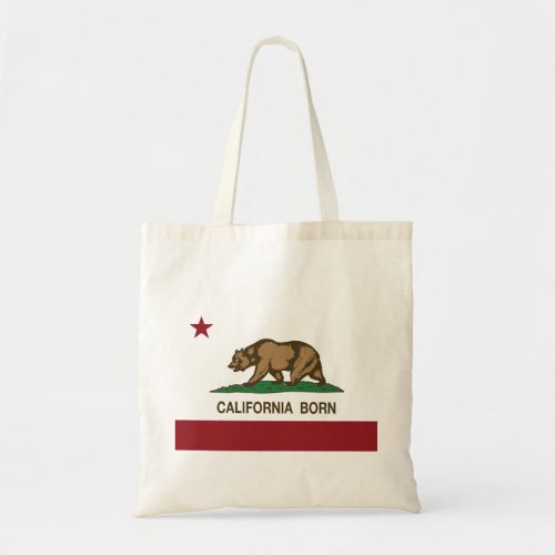 California Born Bear Flag Tote Bag